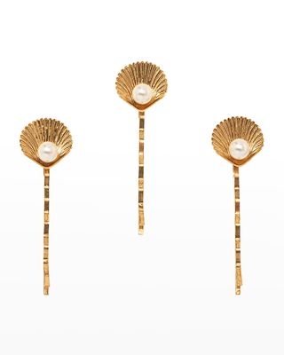 Caspia Pearly Shell Bobby Pins, Set of 3