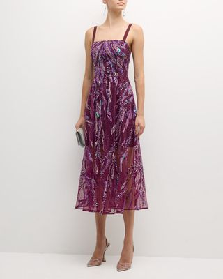 Cassandra Bead & Sequin A-Line Midi Dress