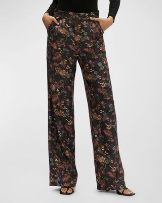 Cassandra Floral-Print Wide-Leg Pants