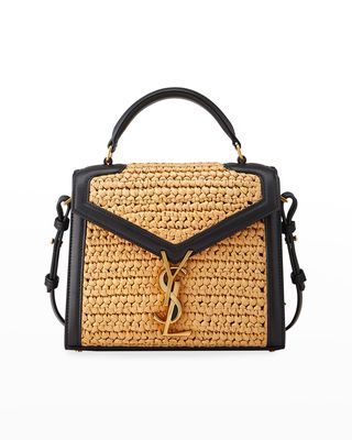 Cassandra Mini YSL Raffia Top-Handle Bag