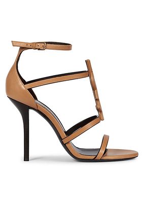 Cassandra Sandals in Smooth Vegetable-Tanned Leather with Monogram