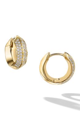 Cast Defiant Iced Diamond Huggie Hoop Earrings in Gold 