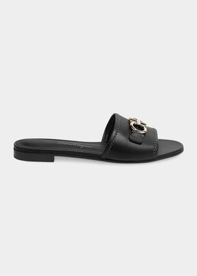 Casual Gancini Horsebit Flat Slide Sandals