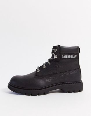 CAT leather hiker boots in black
