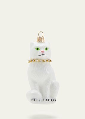 Cat With Necklace Christmas Ornament