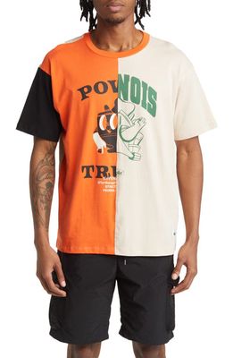 CAT WWR Half & Half Graphic T-Shirt in Tricolor Orange