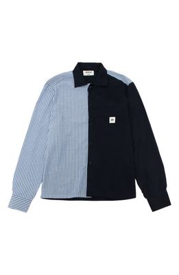CAT WWR Stripe & Solid Workwear Button-Up Shirt in Blue Multicolor