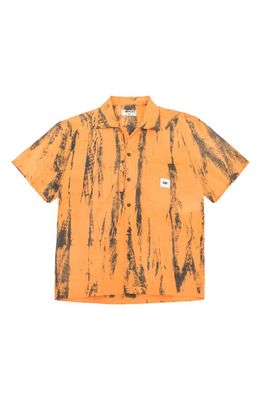CAT WWR Tie Dye Workwear Short Sleeve Button-Up Shirt in Orange Multicolor