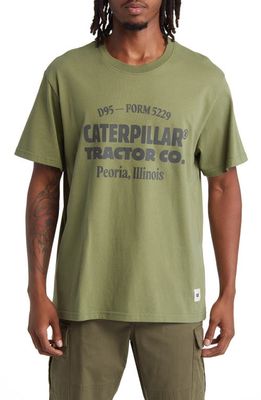 CAT WWR Tractor Co. Cotton Graphic T-Shirt in Capulet Olive