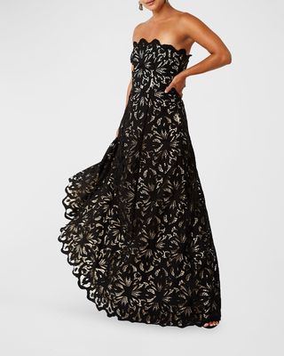 Cataleya Scalloped-Lace Gown
