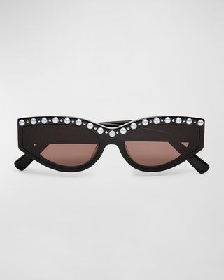 Catalina Pearly Acetate Cat-Eye Sunglasses