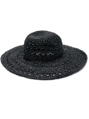 catarzi wide-brim woven-raffia hat - Black