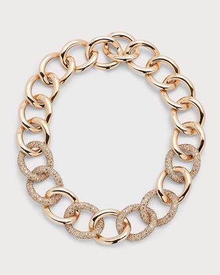 Catene Demi Pave Necklace in 18K Rose Gold and Brown Diamonds