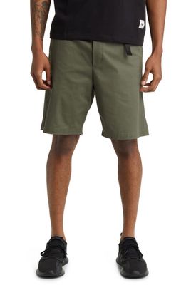 CATERPILLAR Belted Cotton Shorts in Green Bean