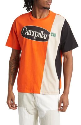 CATERPILLAR Spliced Racing Graphic Tee in Tricolor Orange