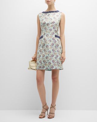 Catherine Beaded Metallic Jacquard Mini Dress