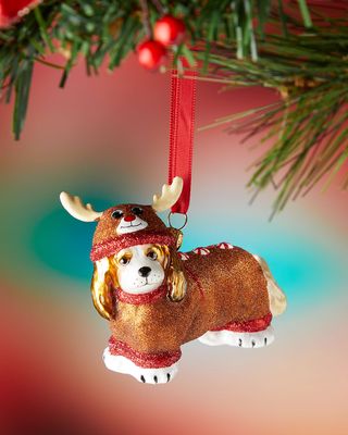Cavalier King Charles Spaniel Dog in Reindeer Sleeper PJs Christmas Ornament - Blenheim