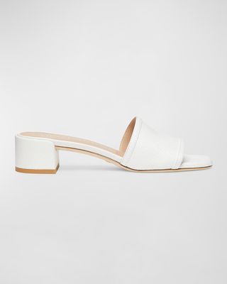Cayman Linen Block-Heel Mule Sandals