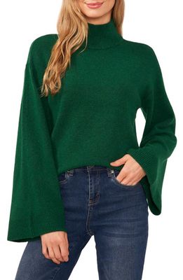 CeCe Belle Sleeve Mock Neck Sweater in Alpine Green