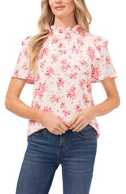 CeCe Blooming Romance Flutter Sleeve Blouse in New Ivory