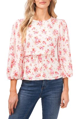 CeCe Blooming Romance Peplum Blouse in New Ivory