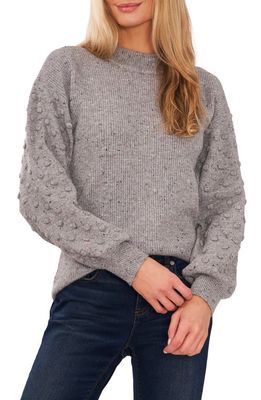 CeCe Bobble Sleeve Cotton Blend Sweater in Silver Heather