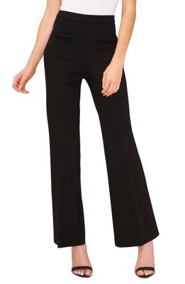 CeCe Bow Detail Slim Flare Pants in Rich Black