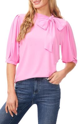 CeCe Bow Knit Top in Bright Peony