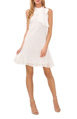 CeCe Bow Lace Halter Minidress in New Ivory