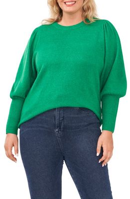 CeCe Crewneck Puff Sleeve Sweater in Electric Green