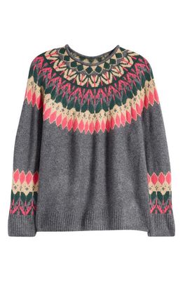 CeCe Fair Isle Sweater in Medium Heather Grey