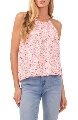 CeCe Floral Pleated Halter Top in New Ivory