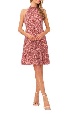 CeCe Floral Ruffle Minidress in Baked Apple