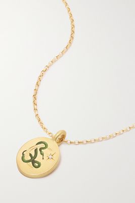 Cece Jewellery - Snake & Moon 18-karat Recycled Gold, Enamel And Diamond Necklace - one size