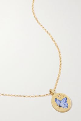 Cece Jewellery - The Butterfly & Moon 18-karat Gold, Enamel And Diamond Necklace - one size
