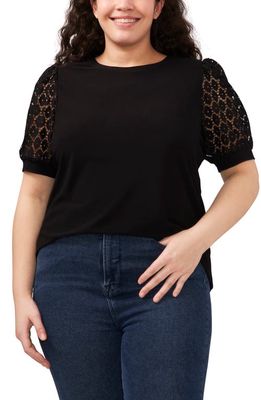 CeCe Lace Sleeve Top in Rich Black