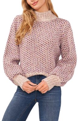 CeCe Marled Blouson Sleeve Jacquard Sweater in Cereal