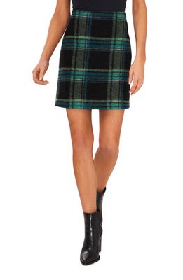 CeCe Plaid A-Line Miniskirt in Electric Green