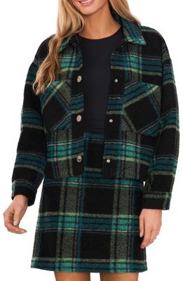 CeCe Plaid Shirt Jacket in Electric Green