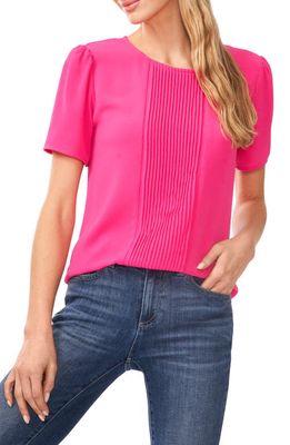 CeCe Pleat Front Top in Bright Rose