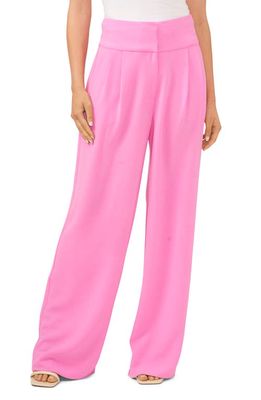 CeCe Pleated High Waist Wide Leg Trousers in Bright Peony