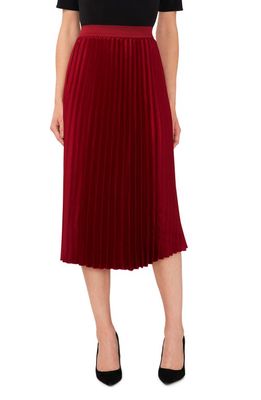 CeCe Pleated Midi Skirt in Mulberry Burgundy