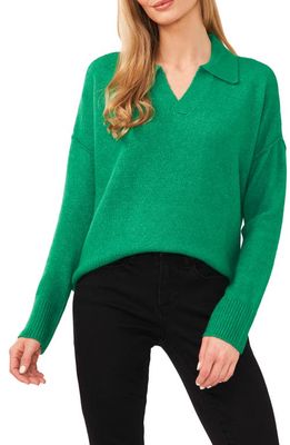 CeCe Polo Sweater in Electric Green