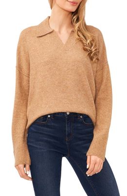 CeCe Polo Sweater in Latte Brown