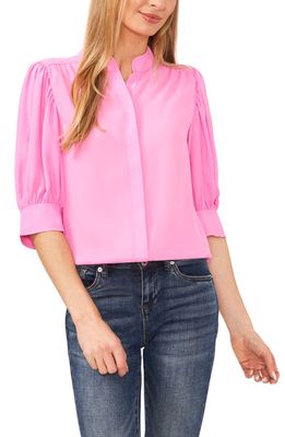 CeCe Puff Sleeve Button-Up Shirt in Sweet Pink at Nordstrom, Size X-Large