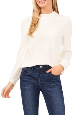CeCe Puff Sleeve Peplum Sweater in Soft Ecru