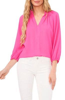 CeCe Raglan Sleeve Popover Top in Bright Rose Pink