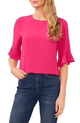 CeCe Ruffle Cuff Blouse in Bright Rose