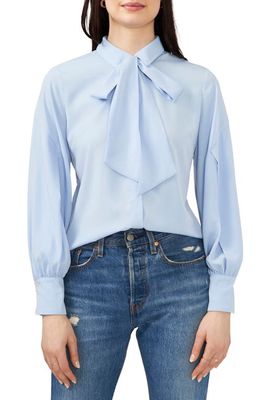 CeCe Tie Neck Blouse in Icy Blue