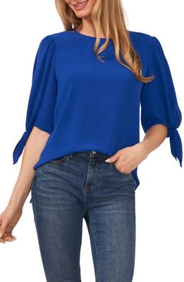 CeCe Tie Sleeve High-Low Blouse in Deep Royal Blue